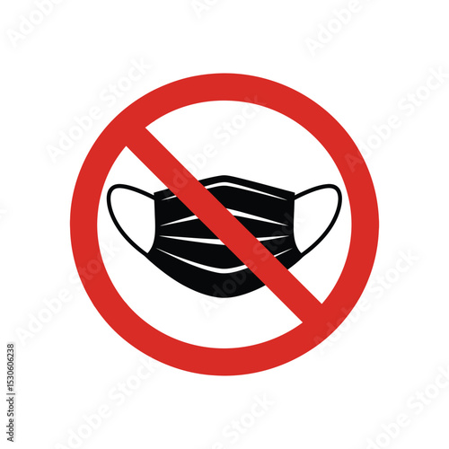 No Face Mask Sign: Prohibition, Restriction, and Safety Icon Vector


