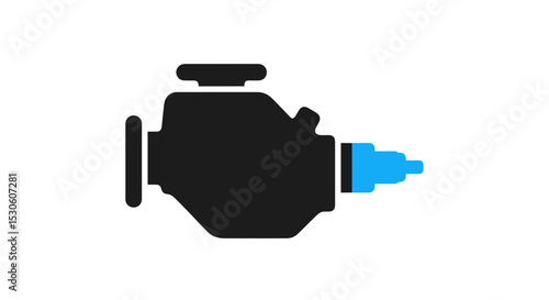 Black silhouette of engine component on white background