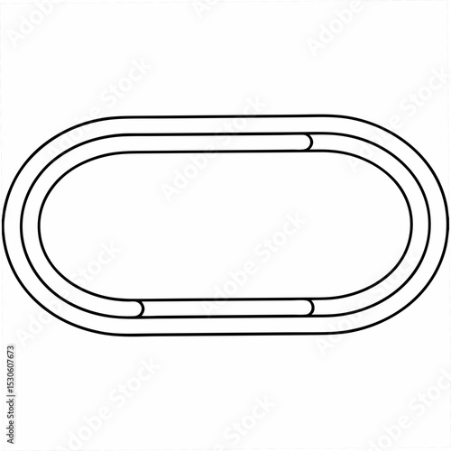 Oval Running Track Lanes Diagram Isolated on White Background Simple Black Line Art track and field athletics