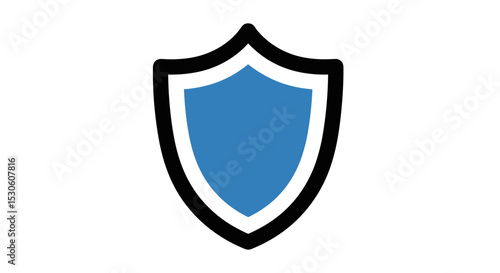 Blue shield icon on white background