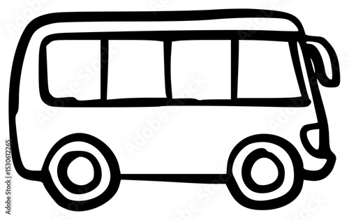 Hand-drawn sketch line brush passenger bus icon.
