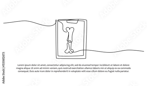 One line bone x-ray results. Abstract minimal continuous line.