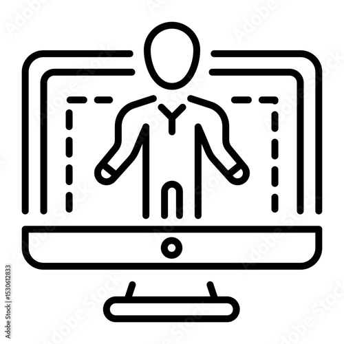 A linear style icon showing an emulator device 