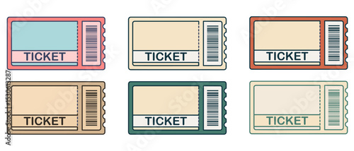 Tickets design template. Vector event, entry, concert, festival, movie, theater, lottery ticket, voucher, coupon.