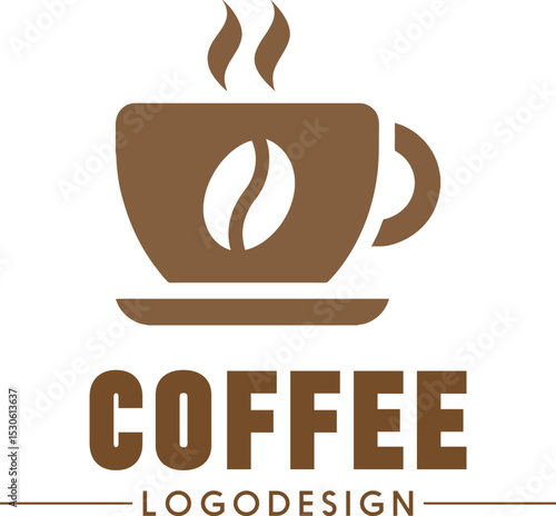 Coffee logotype icon design for café branding, coffee shop symbol, hot drink cup logo, minimal espresso emblem illustration