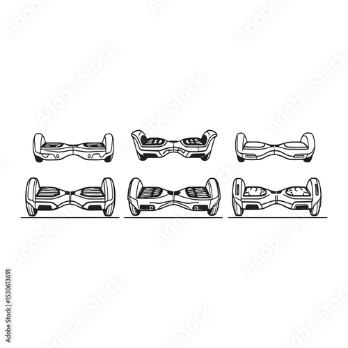 Minimalistic hoverboard vector outline with modern design