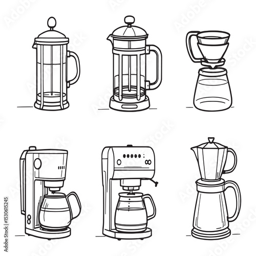 Modern coffee brewer sketch perfect for branding