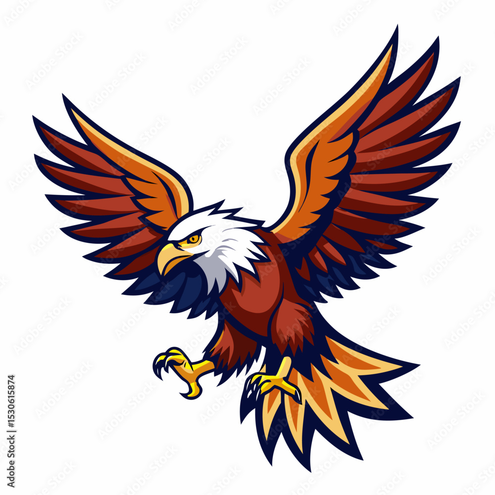 Obraz premium Colorful Vector Illustration of a Soaring Bird Design with Artistic Elements and Dynamic Composition for Creative Projects