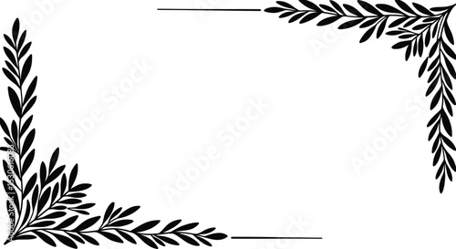 Elegant Corner Frame Vector Illustration of Botanical Design, Perfect for Invitations and Cards