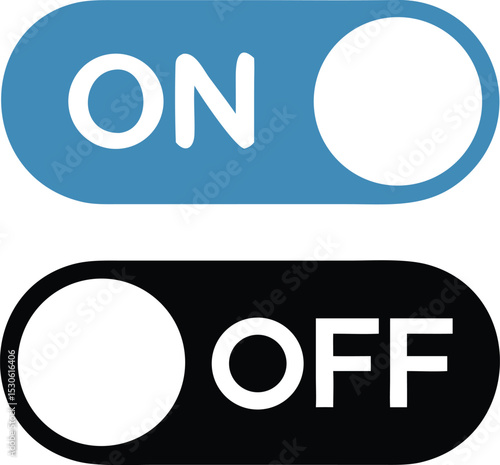 On and Off Toggle Switch Buttons, with Modern Devices User Interface, vector icon Illustration