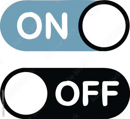 On and Off Toggle Switch Buttons, with Modern Devices User Interface, vector icon Illustration