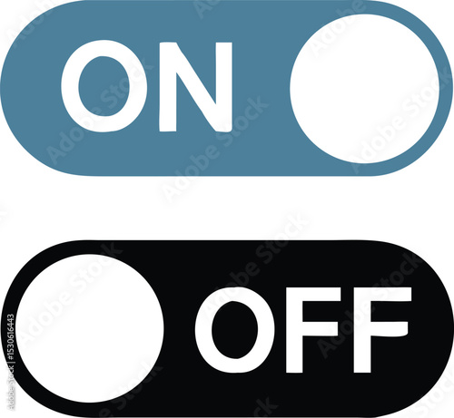 On and Off Toggle Switch Buttons, with Modern Devices User Interface, vector icon Illustration