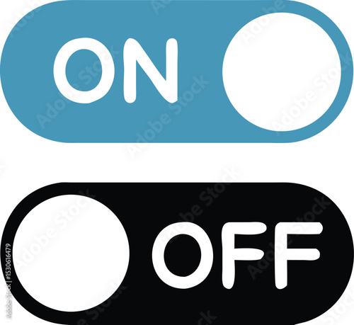 On and Off Toggle Switch Buttons, with Modern Devices User Interface, vector icon Illustration