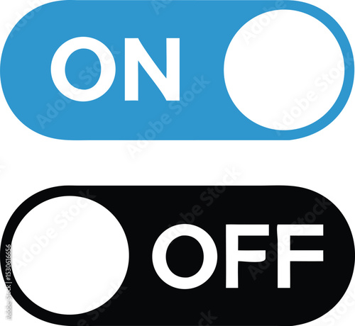 On and Off Toggle Switch Buttons, with Modern Devices User Interface, vector icon Illustration