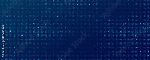 Abstract blue pixel pattern for Business or FinTech background. Digital data with futuristic glittering dots for cryptocurrency concept. Tech pixels backdrop for online webinar. Vector illustration.