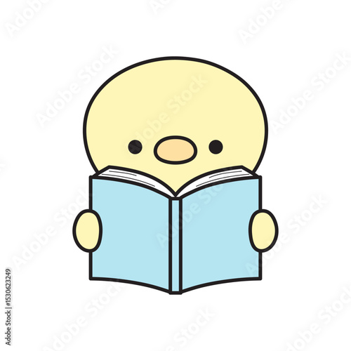 本を読む可愛いひよこのイラスト