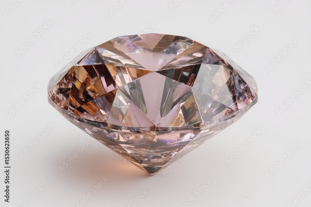 Radiant, rose-toned diamond, faceted, close-up Radiant, rose-toned diamond, faceted, close-up