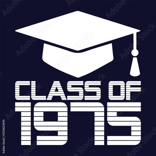 class of 1975 black lettering white background
