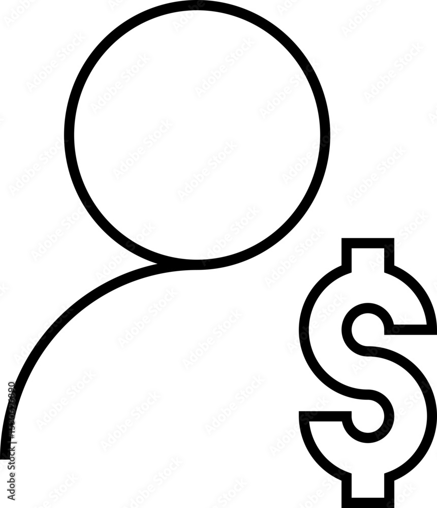User Male Salary In Outline Icon User Male Salary In Outline Icon