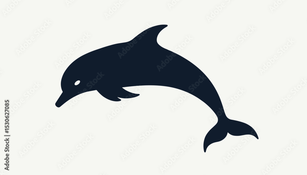 Fototapeta premium Stylized silhouette of a dolphin in a playful jump