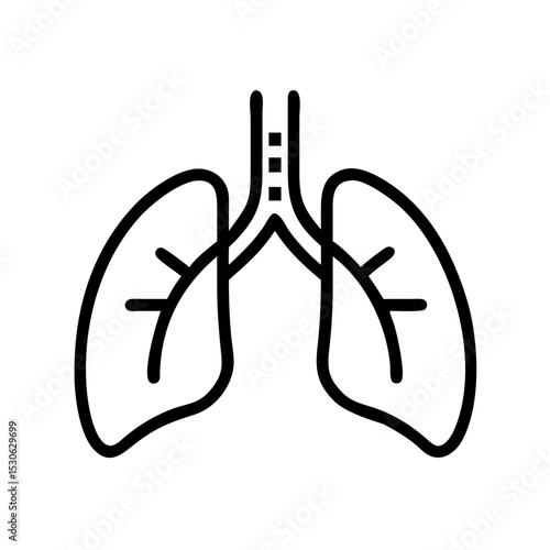 Lungs icon in black outline style for respiratory health