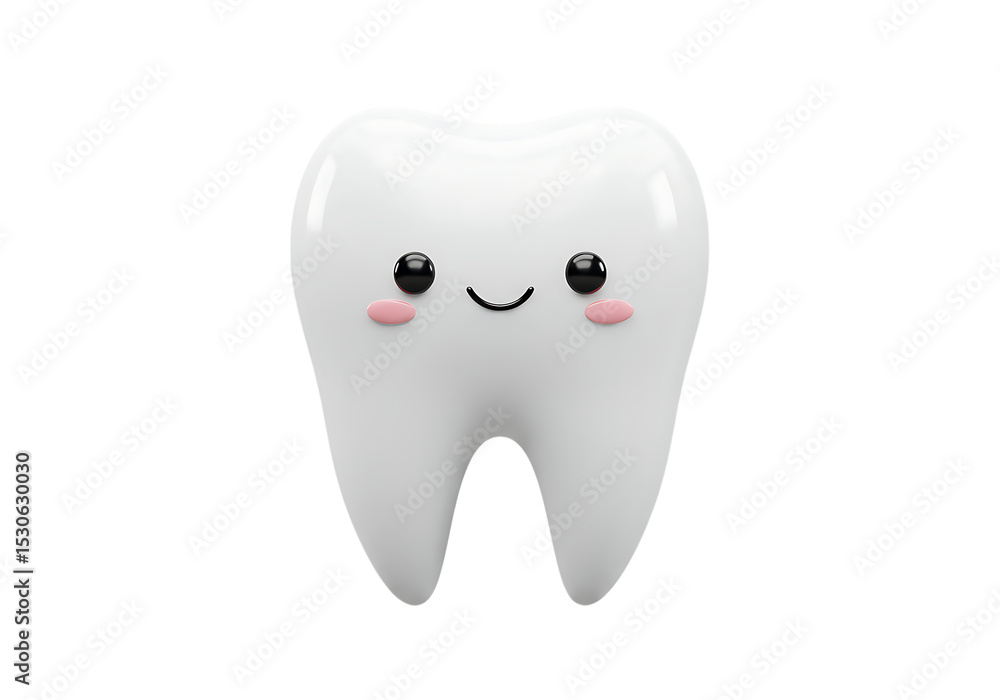 Happy Cartoon Tooth 3 D Render isolated on a transparent background Happy Cartoon Tooth 3 D Render isolated on a transparent background