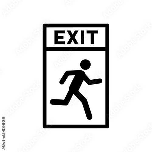 Emergency exit sign silhouette icon isolated on transparent background