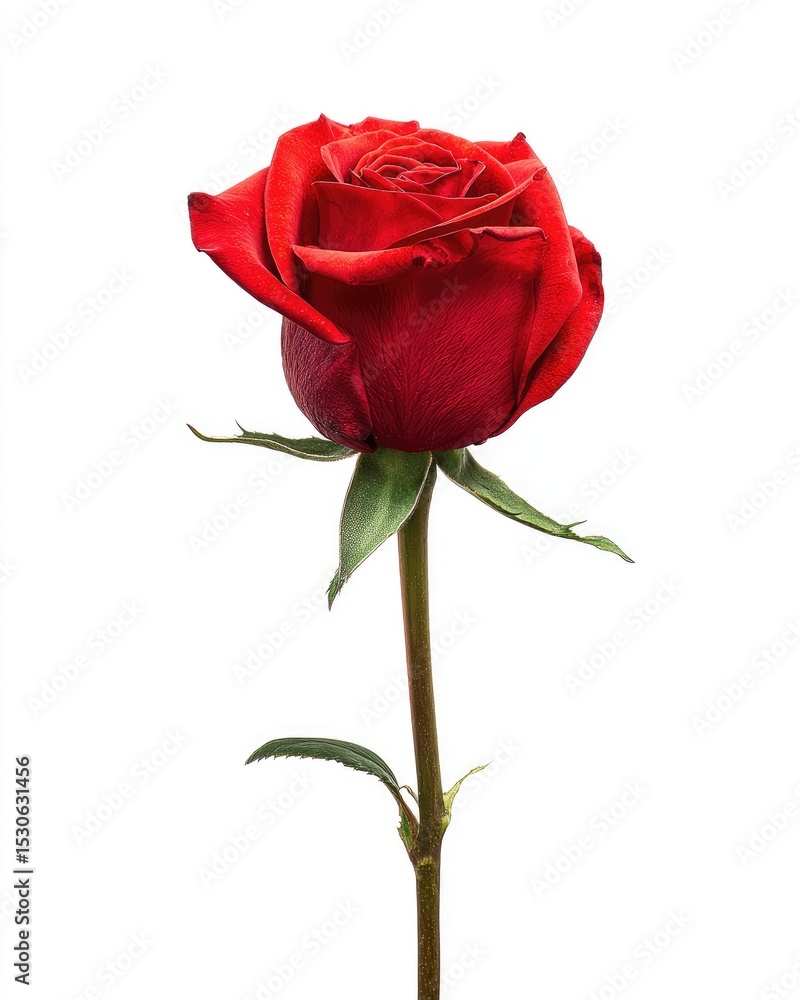 Single red rose, isolated on white Single red rose, isolated on white