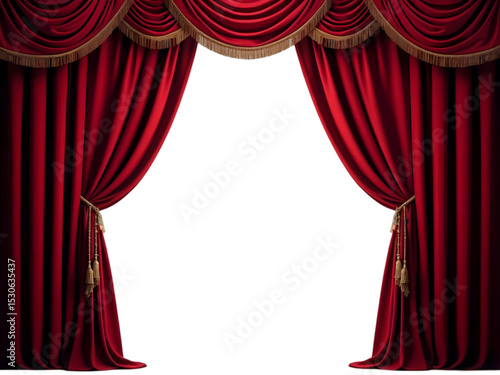 Classic Theater Curtains on Transparent Background