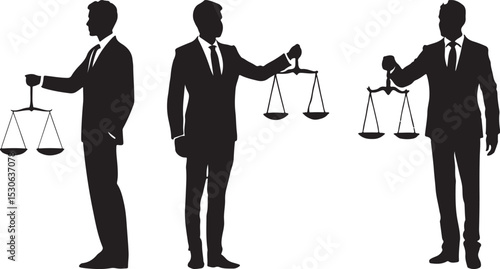 Justice-Themed Silhouettes set of Men Holding Balance Scales