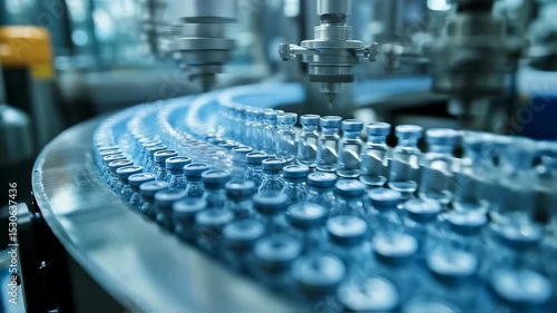 Automated pharmaceutical manufacturing of vial filling on a production line