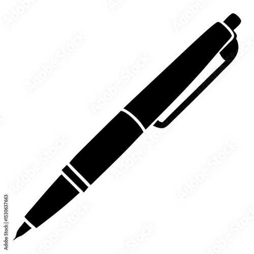 Black Pen Icon in Minimalist Style for Graphic Design, Branding, Office Supplies, Educational Materials, and Digital Content Creation  