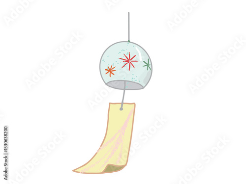 Illustration of a wind chime fluttering in the wind
