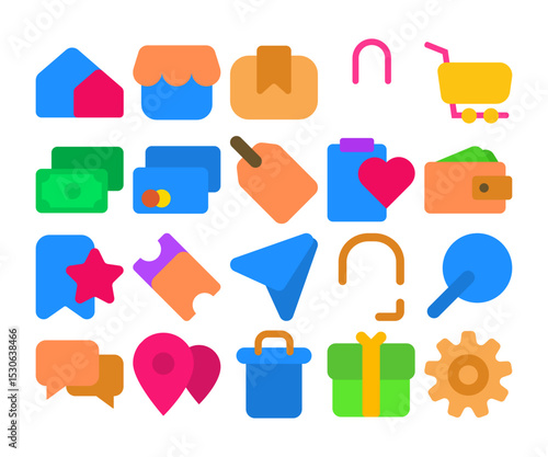 Vector set of e-commerce colored icons modern illustration for online shopping digital marketing payment methods and delivery services