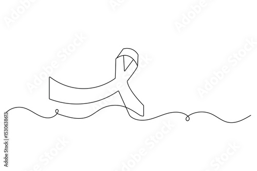 World aids ribbon continuous one line drawing minimalist outline vector art
