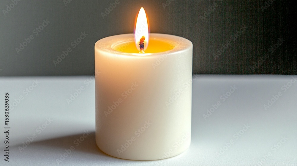 Burning Candle on White Surface Burning Candle on White Surface