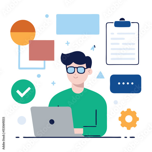 Virtual onboarding process, with a new employee receiving training online.