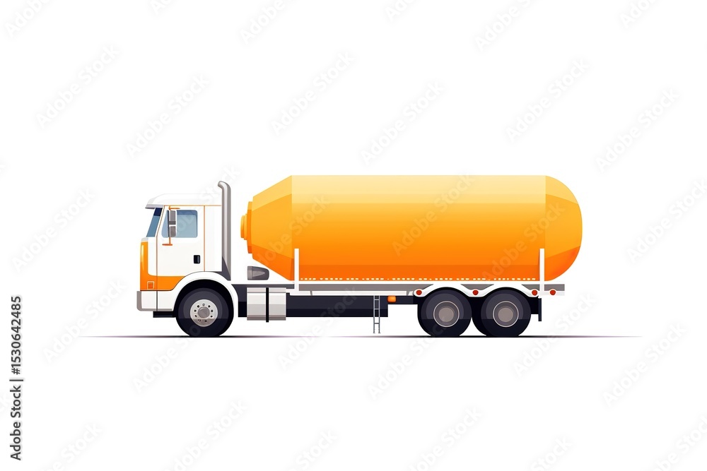 Vector illustration of a semi-truck tanker with an orange fuel or liquid container Vector illustration of a semi-truck tanker with an orange fuel or liquid container
