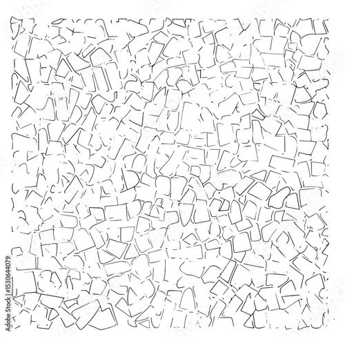 Broken tiles mosaic pattern, interior background texture, concrete vector, line art drawing for architecture and landscape design, cad pattern, vector illustration, construction material.