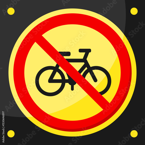 No Bicycle Zone Sign Bike Access Prohibited Icon