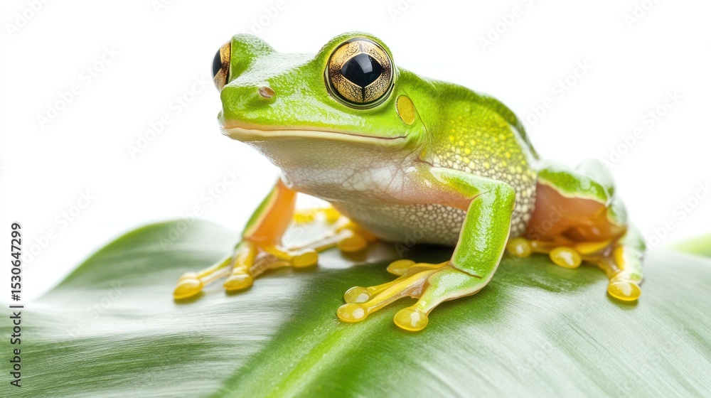 Obraz premium Green frog on a leaf