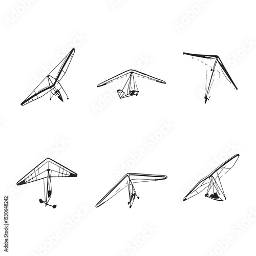 simple vector drawing of hang glider in flight