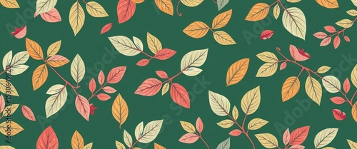 Elegant seamless pattern of delicate hand-drawn leaves, perfect for floral backgrounds, foliage, repeat