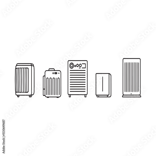 Sketch style vector image of household air purifier unit