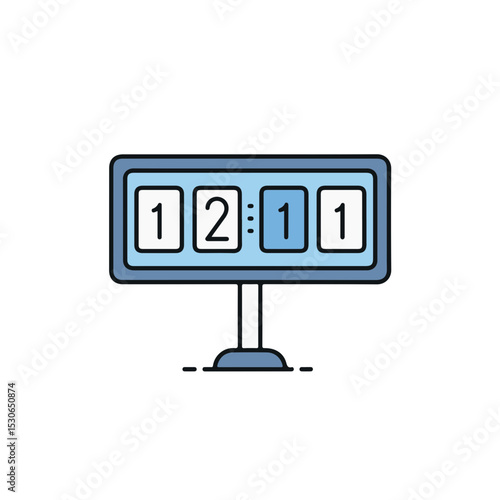 Scoreboard showing numbers, representing sports game.