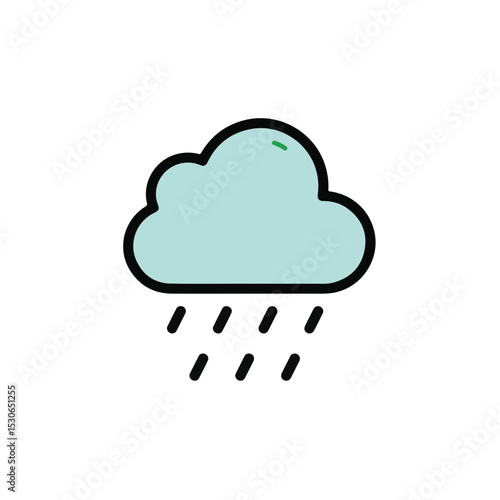A Simple Illustration of a Cloudy Day with Rain.
