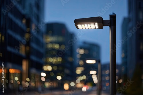 Fototapeta Naklejka Na Ścianę i Meble -  Modern street lamp at night in a city