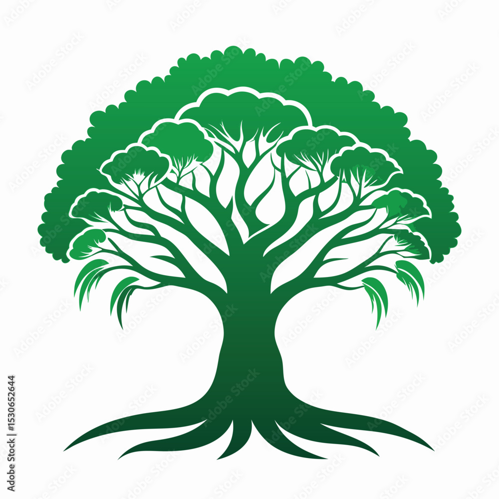 Fototapeta premium High-Quality Banyan Tree Vector Silhouette