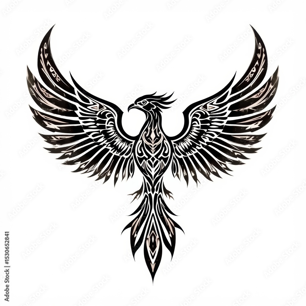 Fototapeta premium a tribal phoenix-like bird logo in Polynesian style