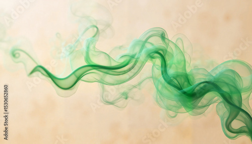 Green smoke wisps flowing gracefully against a soft background  